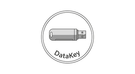 USB Flash Drive Illustration in Circle.
