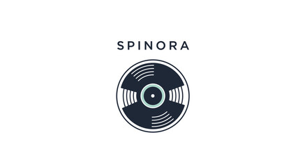 Vinyl Record with Spinora Text Logo.