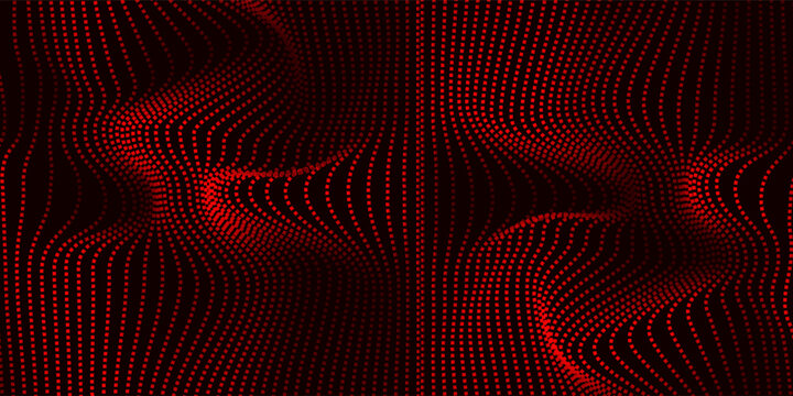 Abstract red circle dots wave pattern on black design modern technology background vector illustration art concept
