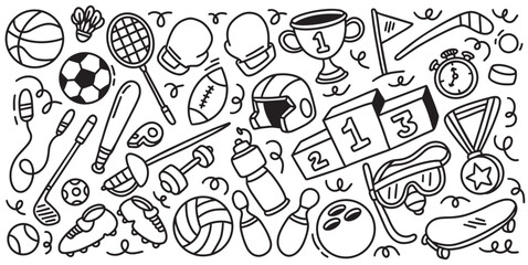 Hand drawn sport element doodle vector illustration © Ezzy