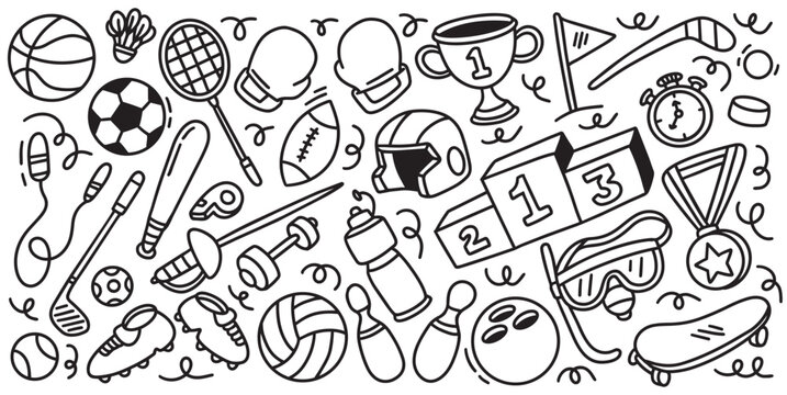 Hand drawn sport element doodle vector illustration