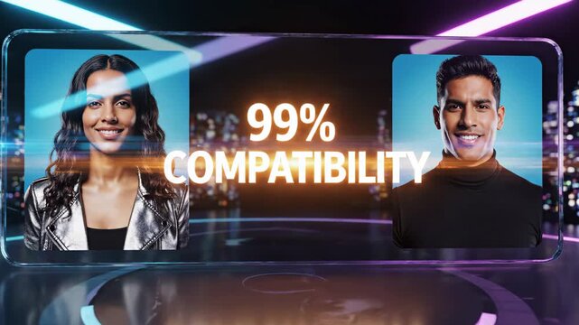 Couple Portraits On Digital Interface Showing Compatibility 4K Video