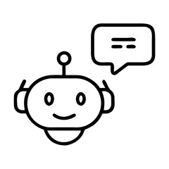 Obraz premium Chat Bot Icon — AI Assistant, Automated Chat and Virtual Support Symbol