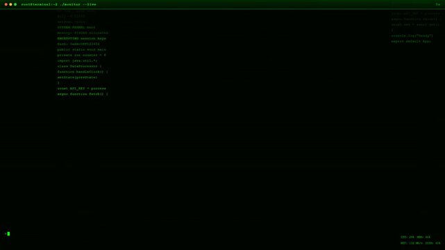 Computer Screen Displaying Green Code Interface.