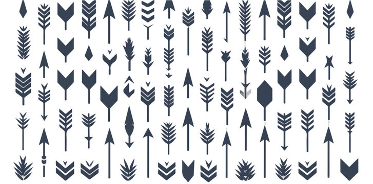 Patr&oacute;n tribal de flechas y s&iacute;mbolos nativos americanos en estilo plano y minimalista sobre fondo blanco.