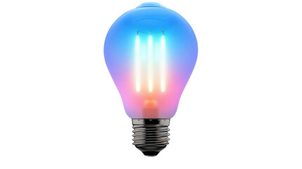 Obraz premium Red and blue light bulb on white background 