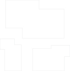 A minimalist composition of three abstract white geometric shapes set against a soft gray background.　The simple, flat design provides a contemporary aesthetic suitable for presentations