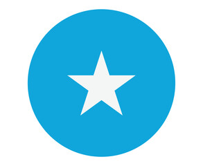 Obraz premium somalia national flag symbol with white five pointed star inside blue circular shape isolated on white background vector illustration