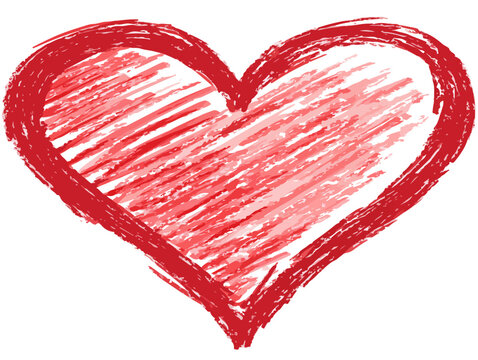 Cuore rosso disegnato a mano con tratto energico, simbolo di amore e passione su sfondo trasparente.