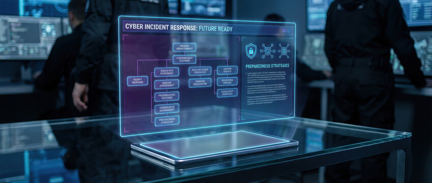 Networking securityconceptcyber datatechnologyprotectioninternetnetworkdigital futuristic cyber response interface hologram screen secure operations Data protection and digital security concept - Powered by Adobe