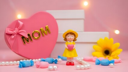 Obraz premium Happy mothers day gift ideas and celebration concepts with love