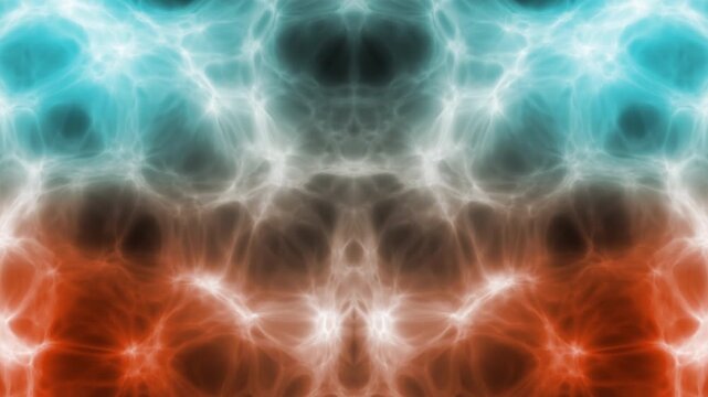 4K Seamless Abstract Plasma Loop. Symmetrical Energy Texture Background in Blue and Orange