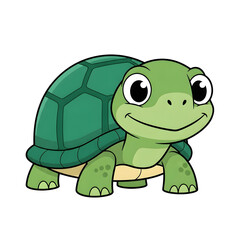 Fototapeta premium Smiling green turtle cartoon character isolated on Transparent Background