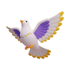 Obraz premium 3d rendered flying dove with vibrant colors