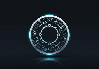 digital illustration of a technology element or circular circuit board design. 