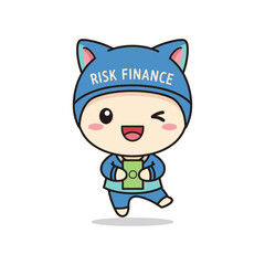 Cartoon character representing risk finance concept