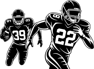 Vintage American Football Helmet Silhouette Set Vector