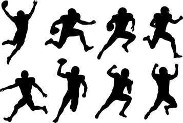 Vintage American Football Helmet Silhouette Set Vector