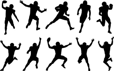 Vintage American Football Helmet Silhouette Set Vector