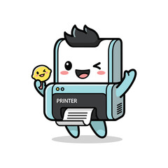 Fototapeta premium Cartoon printer character printing document