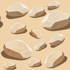 Light colored pebbles scattered on sand