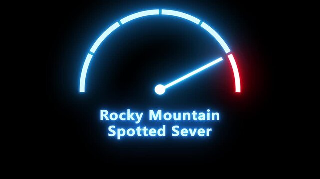 Rocky Mountain spotted fever risk value meter scale inside tick icon. Tick borne disease.