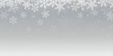 Winter snow background with falling snowflakes and bokeh effect, ideal for holiday cards, festive banners, and New Year's Eve party invitations