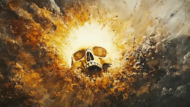 Exploding Skull with Flames and Smoke.