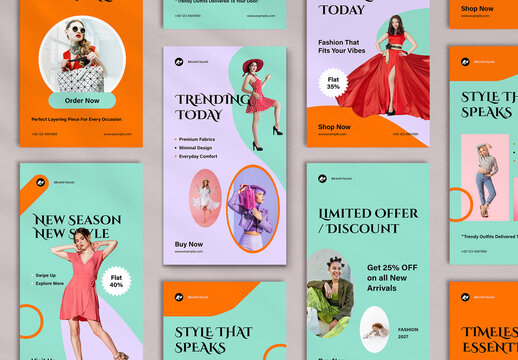 Fashion Social Media Post Template Stories Layout