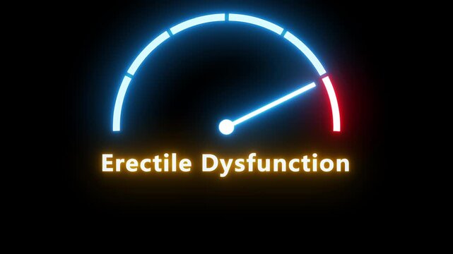 Abstract meter with scale reading high level of erectile dysfunction. Medical illness with sexual male issues.