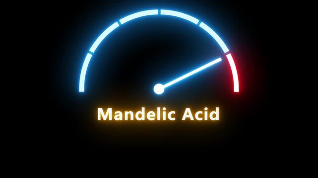 Abstract meter with scale reading low level of mandelic acid.