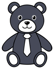 Obraz premium Cartoon teddy bear wearing a tie character toy. Business bear toy character icon illustration drawing.