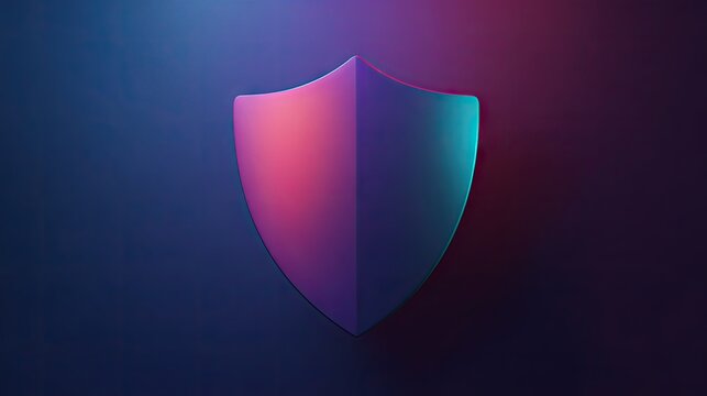 Abstract 3 d shield icon on dark background for security and protection