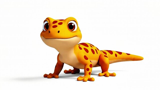 Cartoon gecko lizard shown in full body view on a white background, clearly displaying head, legs, toes, and tail. Designed for educational and children learning content with clean and friendly visual