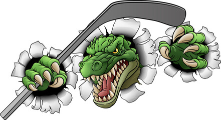 A crocodile, dinosaur or alligator lizard hockey sports mascot  © Christos Georghiou