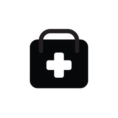 Obraz premium Doctor Case Solid Icon Medical Bag Black Vector EPS Illustration