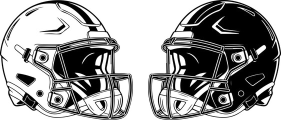 American Football Helmet Bold Black Silhouette Vector