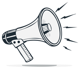 Illustration of a Loudspeaker or Megaphone with sound waves for announcement or important messages