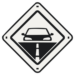 Automobile Highway Vector Sign Illustration Vehicle Symbol and Road Way