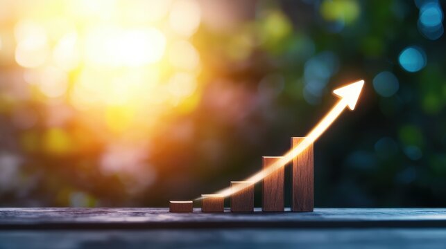 Increase Financial chart with an upward trend line indicating company growth.
