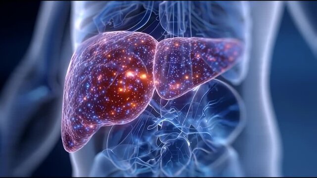 Liver Disease Medical Illustration Human Anatomy.