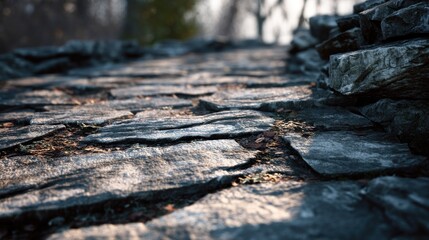 Stone pathway in forest