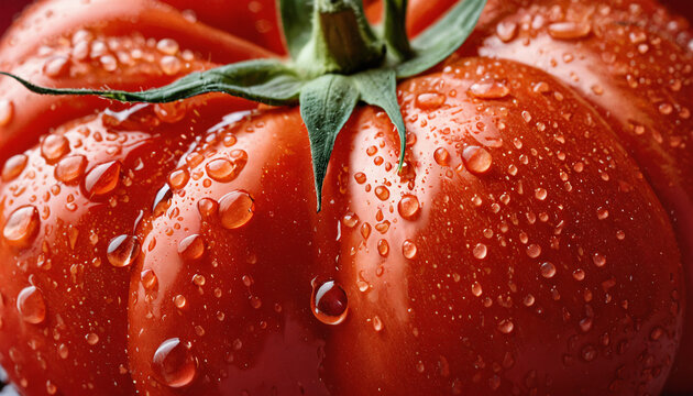 rote Fleischtomate mit frischen Wassertropfen