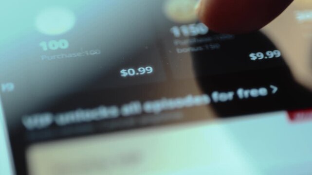 In app purchase options for points on an online movie app