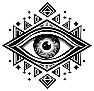Geometric Eye Illustration, Sacred Symbol, Decorative Design