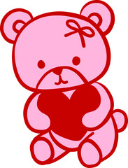 Naklejka premium Valentine Teddy Bear Holding A Heart Illustration