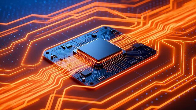 Microchip with glowing circuitry