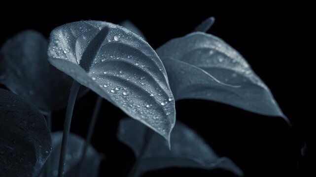 rain drops on a leaf, frost on leaves, green leaf