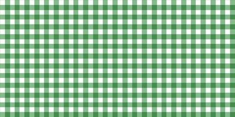 Green and white gingham pattern background. Classic checkered plaid texture seamless style for fabric, tablecloth, picnic, wrapping paper, and digital design wallpaper