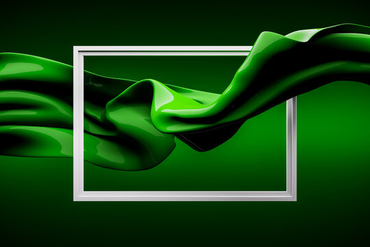Abstract flowing silk waves inside a modern frame